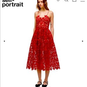 Self Portrait Azaelea Lace Red Midi dress